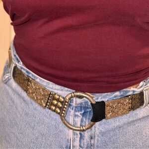 Vintage Chico’s Silver Metal Panel Stretch Belt